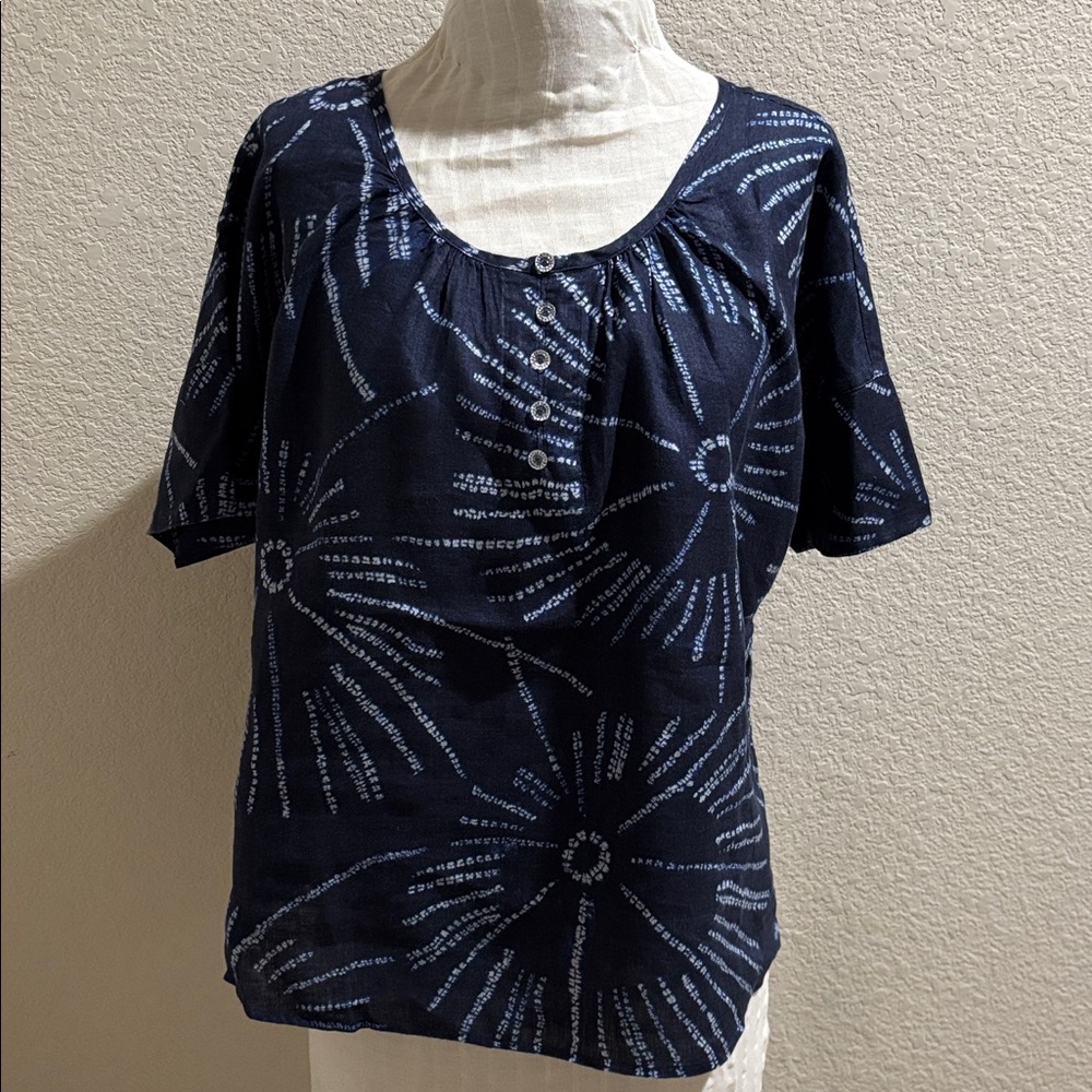 Tommy Bahama Navy and White Floral Shirt